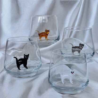 Handmade Murano Glass Cat Wine Glass