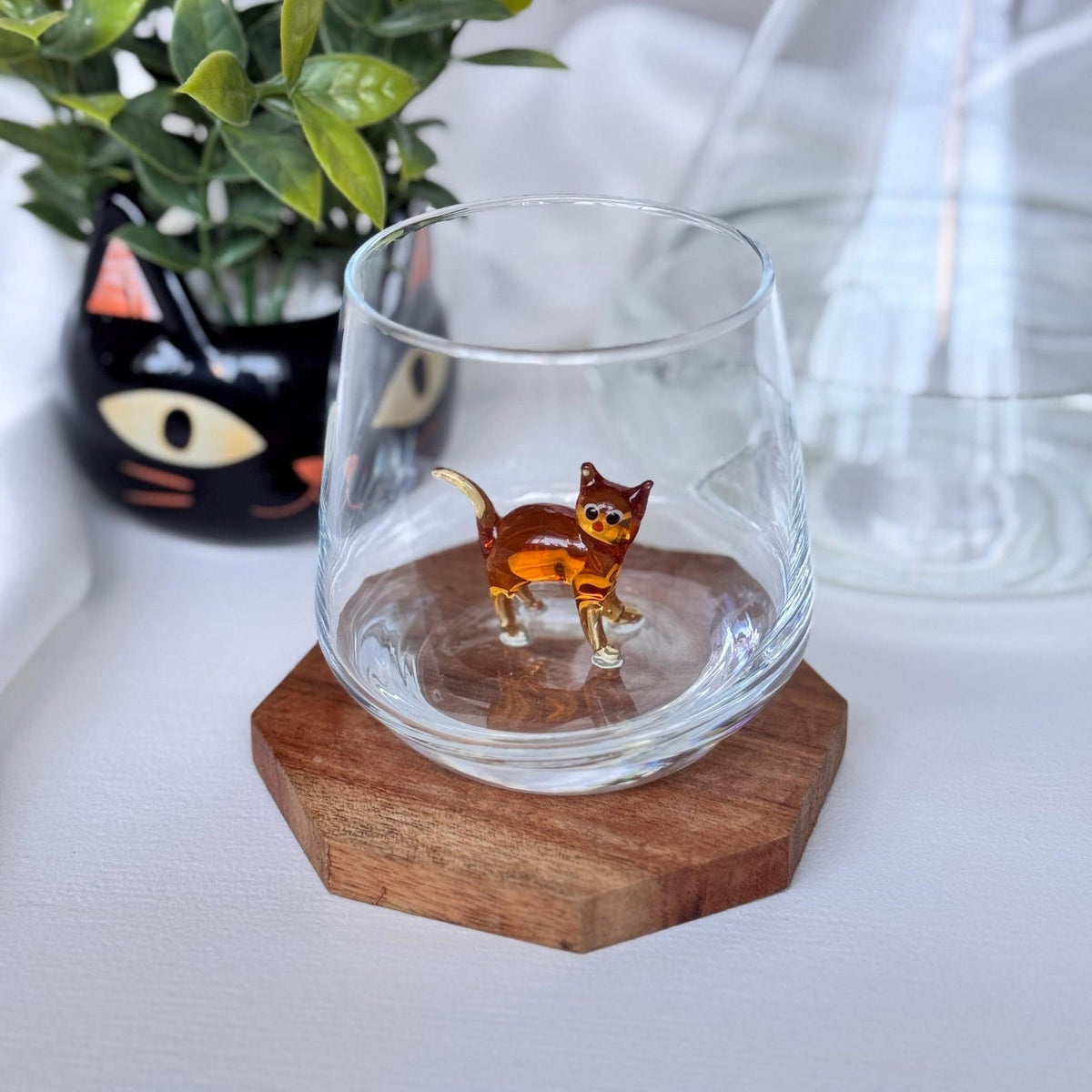 Handmade Murano Glass Cat Wine Glass