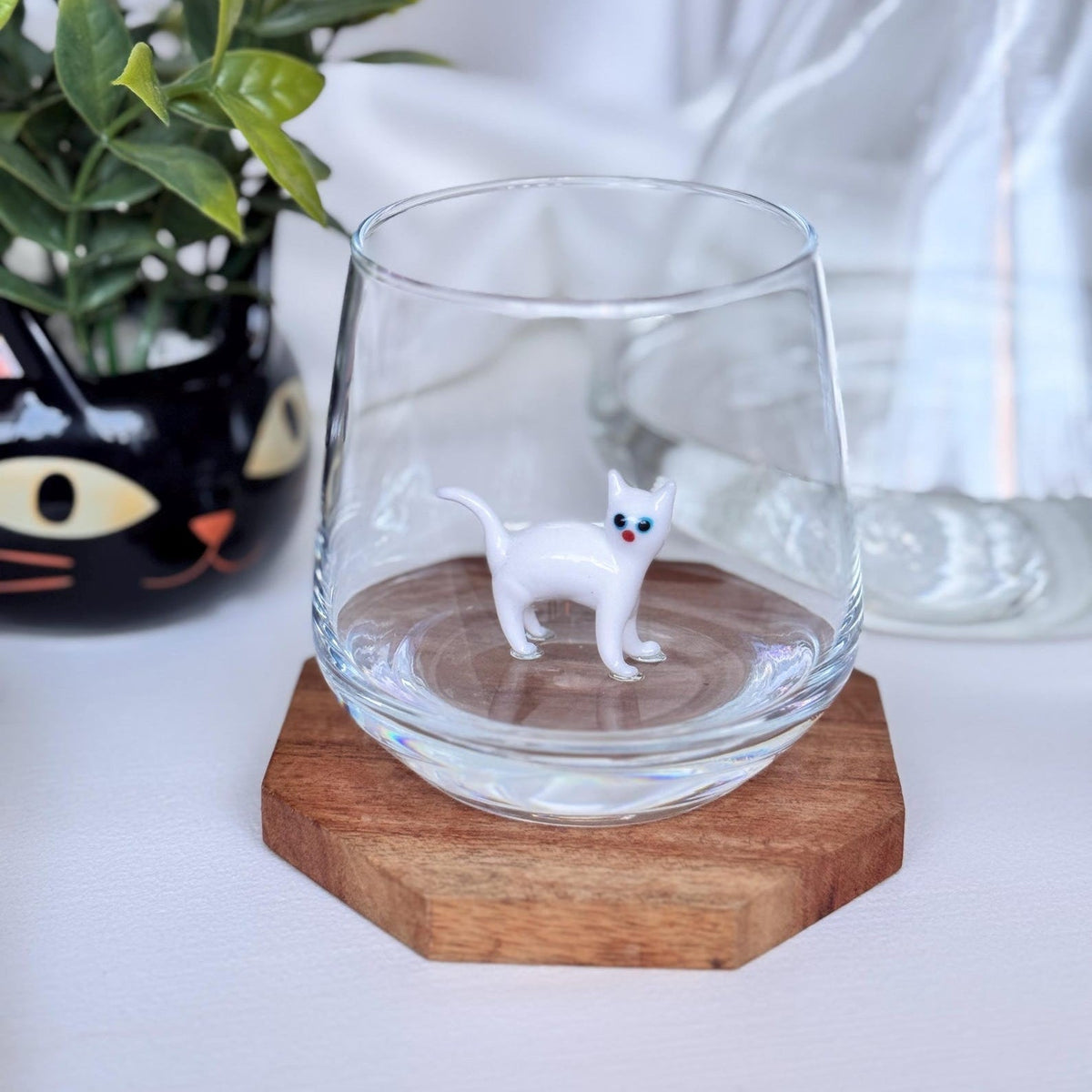 Handmade Murano Glass Cat Wine Glass