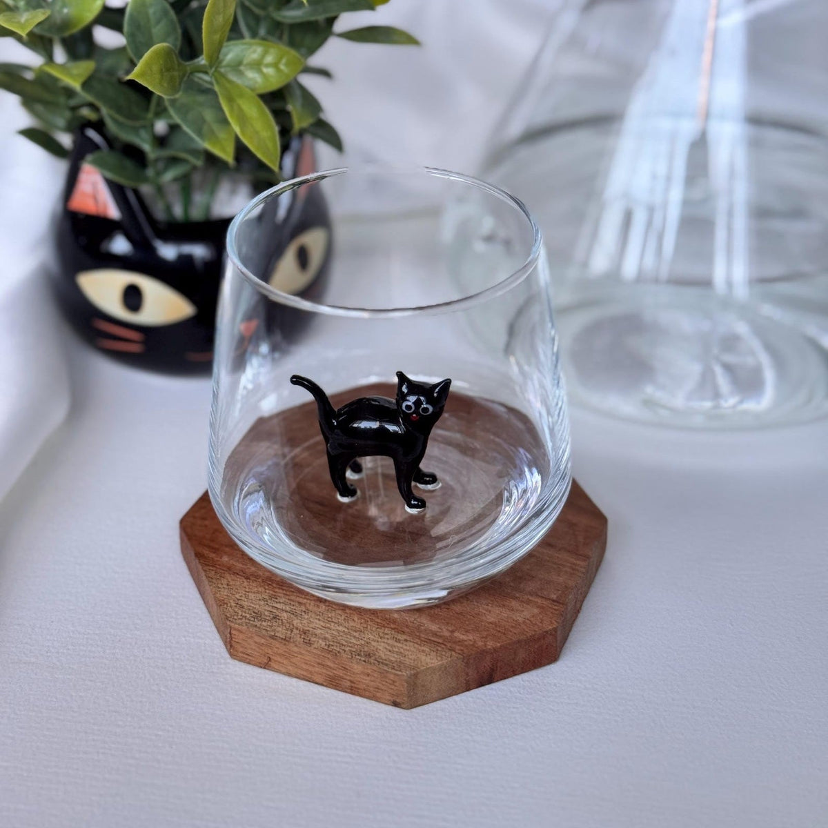 Handmade Murano Glass Cat Wine Glass