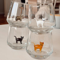 Handmade Murano Glass Cat Wine Glass